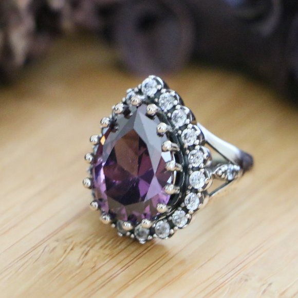 925 Sterling Silver, Purple Cubic Zirconia Stones - Picture 10 of 10